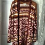 Lucky Brand  Jacquard Boyfriend boho cotton Cardigan Oversized Sweater size M Photo 2
