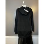 Nicopanda Hoodie Dress Womens Small Black Tulle Mesh Skirt Long Pullover Goth Photo 3