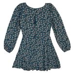 New Mi Amie Mini Dress Teal Floral Long Sleeve Green Pink Size XS Extra Small Photo 1
