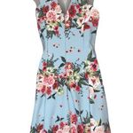 Jessica Simpson Floral Blue Pinup Style Dress Sz 4 Photo 1
