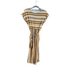 Orange Creek Women's  Midi Dress M Yellow Gray Striped Photo 7