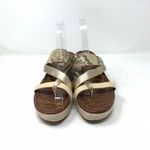Sam Edelman Raleigh 9 Gold Metallic Snake Print Leather Strappy Wedge Espadrille Photo 1