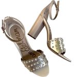 Sam Edelman EUC Leather Yaris Heeled Sandals Gold with Pearls Size 8.5 Photo 1