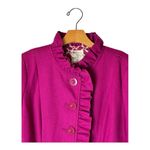 Tulle Anthropologie Coat Women Small Pink Wool Ruffle Button Front Coat Preppy Photo 2
