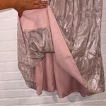 Kate Spade Silk Metallic A-Line Midi Skirt Soft Pink Chiffon Silver Metallic Photo 10