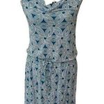 Banana Republic drape neck blue and white chain dress womens medium Photo 0