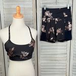 Sommer Ray  Activewear Set Bike Shorts/Sports Bra Black/Rose Gold Floral-Med & Lg Photo 1