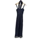 Rimini by Shaw women's y2k vintage navy sequined lace formal prom dress size‎ 4 Blue Photo 7