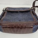 Coldwater Creek Womens Crossbody Bag One Size Blue Woven Straw Leather Purse Photo 4