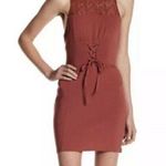 Free People  Intimately Bodycon Dress M Rust Orange Lace Corset Stretch Mini Boho Photo 2
