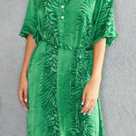 Something Pretty Long Sleeve Midi Emerald Kelly Green Zebra Oz Dress Holiday Size M Photo 0