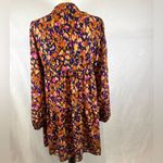 SheIn Long sleeve purple orange and pink all over print layered vneck dress size small Photo 6
