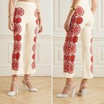 La DoubleJ Medallion Placée Stretch Pants Cream Envers Satin Sz L NWT Red Size L Photo 1