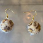 Handmade Cute faux fur Cheetah print Earrings , Brown And Gold drop dangle earrings Photo 6