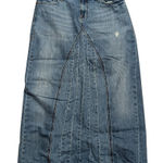 Old Navy  Jean Skirt 8 Denim Blue Faded Ripped Maxi Studded Vintage 2010s Photo 0