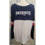 Patriots Size L 100% Cotton Lace Up VNeck Long Sleeve Tee Blue Size L Photo 2