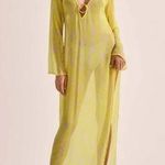 CIN CIN maxi dress swimsuit coverup long sleeve funky groovy print o ring gold Yellow Size XL Photo 0