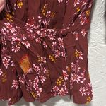 Madewell Maroon Floral Print Wrap Top Shirt Size 2 Photo 2