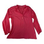 Lilly Pulitzer size large Vibrant Pink Blouse swiss dots Ruffle Neckline Photo 0