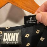 DKNY Vintage 80’s-90’s black silk midi short sleeve button front dress polka squares Photo 9