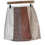 Peach Love California Mini Skirt Womens M Multicolor Faux Leather Colorblock 70s Photo 0