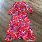 Chic Soul Way Too Complicated Maxi Dress 1X Fuchsia Floral Deep V Neck Side Slit Photo 6