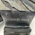 Michael Kors  Stockard Gloss Logo Tall Rain Boots Size 7 Black Gold Photo 8