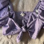For Love & Lemons  Chelsea puff sleeve purple polka dot tie front top Photo 5