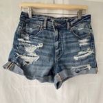 Women's American Eagle Blue Distressed Mom Jean Shorts Size 6 Photo 12