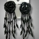 Free People  Stella Dangle Earrings in Black NWT Rose Rosette Beads Western Boho Photo 5