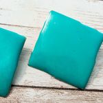 Vintage Earrings For Pierced Ears Teal Slightly Wavy Large Photo 2