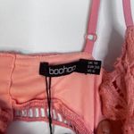 Boohoo NWT Pink Embroidered Floral Lace Cutout Midi Bodycon Dress Size 6 Photo 9