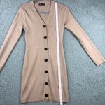 SheIn Button Front Dress Women Medium Ribbed Knit Long Sleeve Bodycon‎ Photo 2