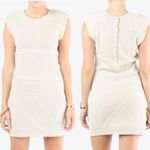 Theory Cable-knit Mini Dress Silasi Button Back Short Sleeve Oatmeal Photo 2