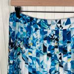 Magaschoni New York Pleated Silk Skirt Women's Size 8 Blue Jewel Print Elegant Photo 2