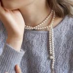 Retro Baroque Style Faux Pearl Tassel Necklace Female Personality Luxury Teardro Photo 4