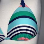 o'rageous O’rageous Blue Green Black & White Striped Push Up Padded Tie Bikini Swim Top M Photo 2