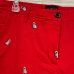 Talbots  Relaxed Chinos Frenchie Critter Pants 12P Red Embroidered Dog Print Photo 3