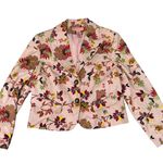 Bandolino Pink Floral Blazer 100% Cotton Chic Professional Pockets Size 14 Photo 0