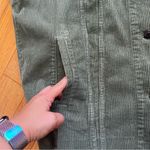 ZARA Womens Shacket Sz M Olive Green Corduroy Shirt Jacket Raw Hem Oversized Photo 12
