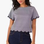 Kate Spade Jazzy Gingham Scallop Ponte Top (Sz XL) Black & White Check NWT Photo 2