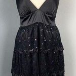 Guess Women's Deep V-Neck Layered Lace Dress Black Size 9 Photo 0