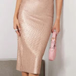 L'Agence Femme Sequin Cutout Midi Rose Gold Dress Size 0 Photo 0