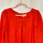 Maeve  Anthropologie Rila Bordered 3/4-Sleeve Top in Red Motif, Size 10 Photo 3