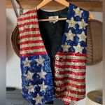 USA American Flag Sequins Vest Rodeo Small Stars & Stripes Blue Photo 1