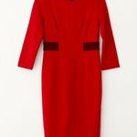 Boden Petite Laura Midi Dress Ottoman Sheath Drummer Red Textured Size 2P Photo 0