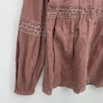 Noelle Dusty Rose Lace Boho Long Sleeve Blouse Top Size Small Cotton Pink Photo 2