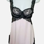 Sophie B Black Beige Lace Babydoll Chemise Molded Cups Adjustable Straps Sz M Photo 0