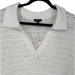 Talbots NWT  Open Stitch‎ Johnny Collar Pullover Crochet Knit Sweater White Sz 2X Photo 5
