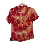 White Stag bright floral button up short sleeve blouse Photo 0